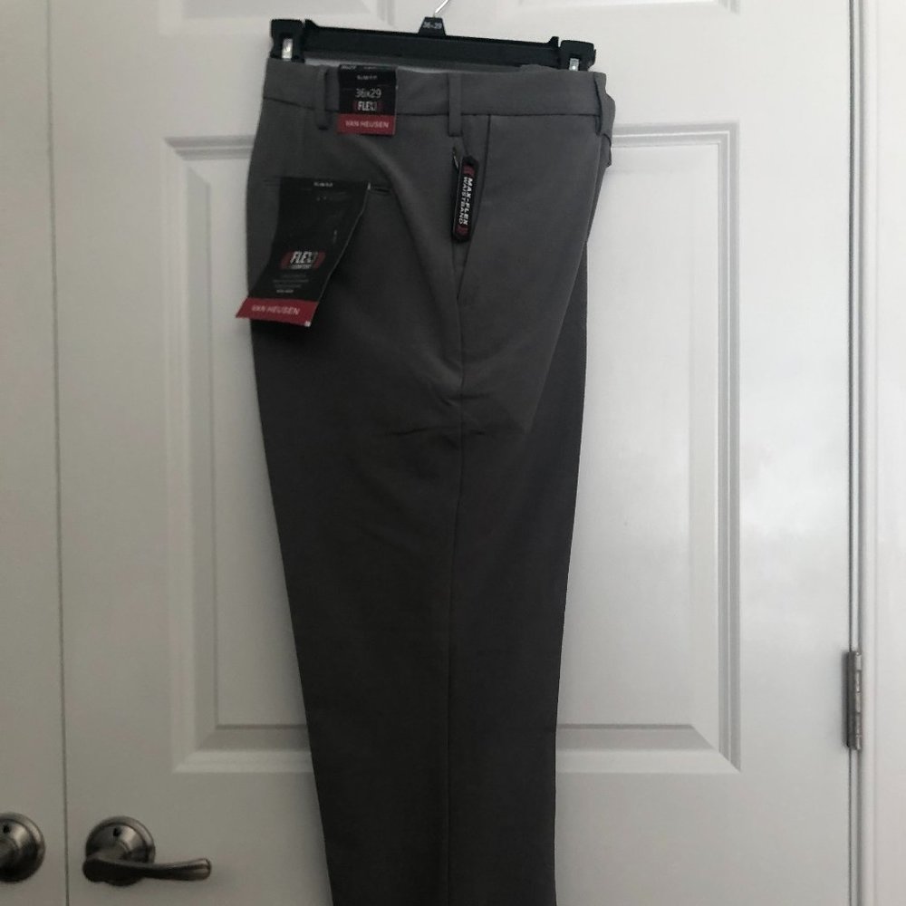 Van Heusen Flex3 Slim-Fit Stretch No-Iron Pants Smoked Grey 36x29